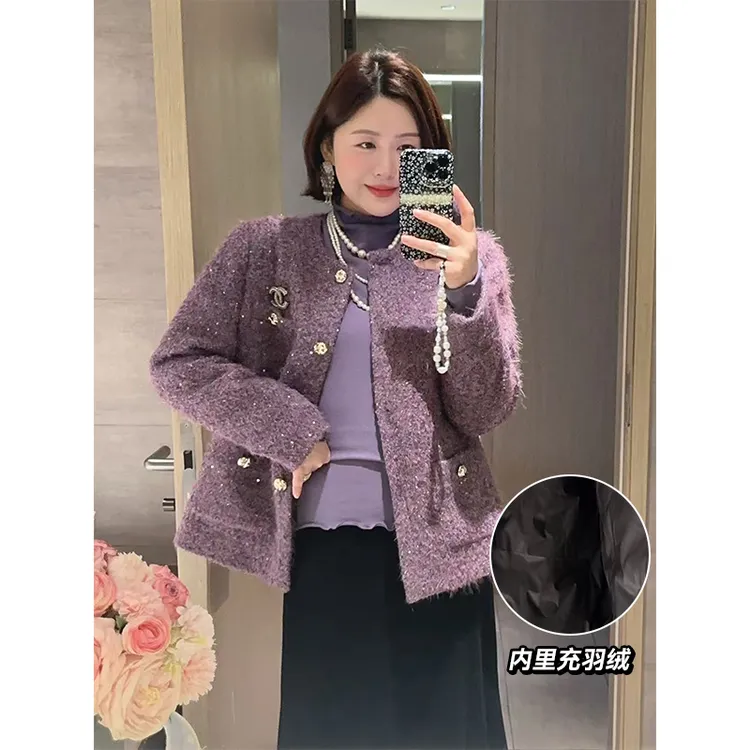 【DIS 现货】【紫调小香】重工亮片小香风羊毛外套Z525R18150