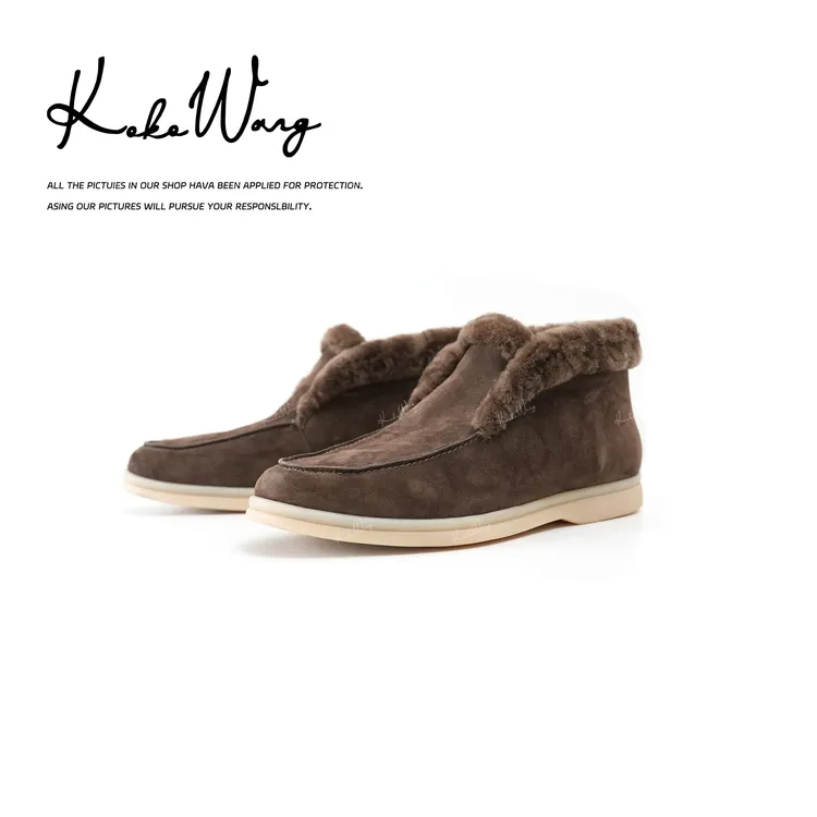 KOKO WANG秋冬游牧风厚底一脚蹬懒人乐福毛毛鞋X6775K12S02