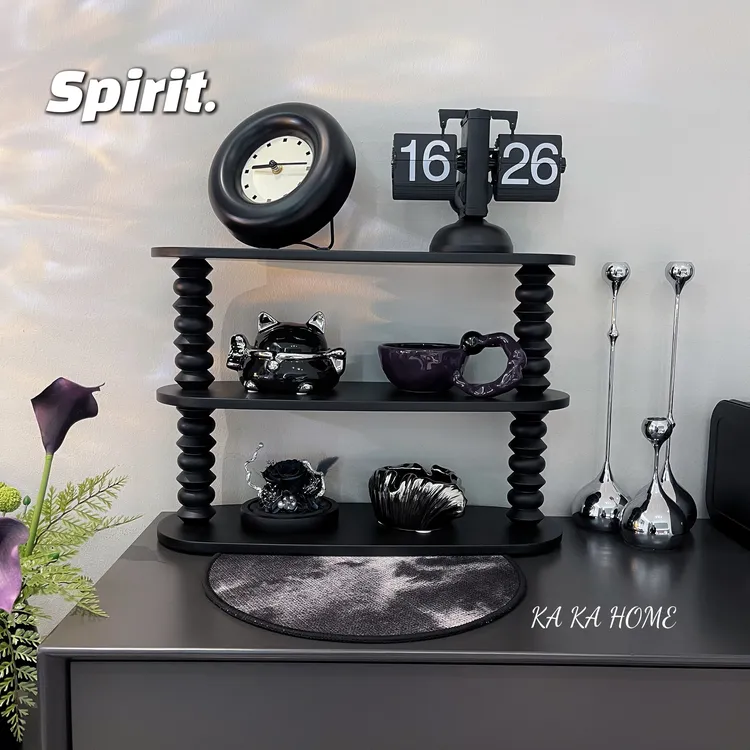 新款轻奢风纯黑色置物架化妆品香水收纳客厅卧室专用桌面摆放
