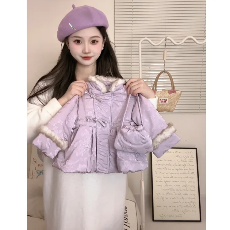 女童2025年国风拜年棉服女宝宝加绒新中式棉衣保暖新年国风外套