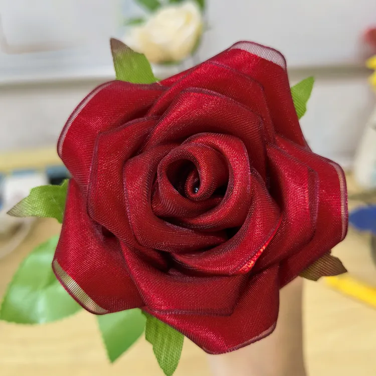 仿真花丝带玫瑰单支成品（可批发）