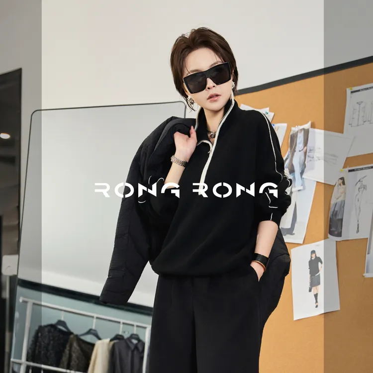 溶溶【暖冬夜曲】RONGRONG绵羊毛混纺高领半拉链休闲毛衣2505K705