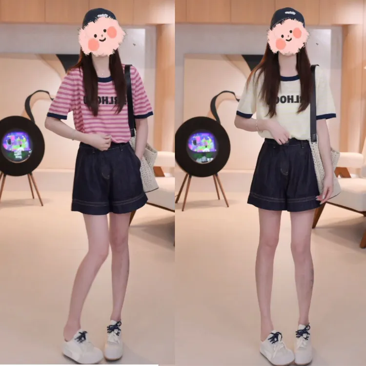 五一出游穿搭女装套装洋气质时尚短袖T恤上衣宽松显瘦牛仔短裤子