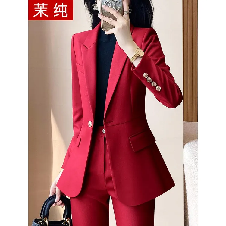 西装外套女2025新款红色ol通勤女装小西服正装气质女神范职业洋气