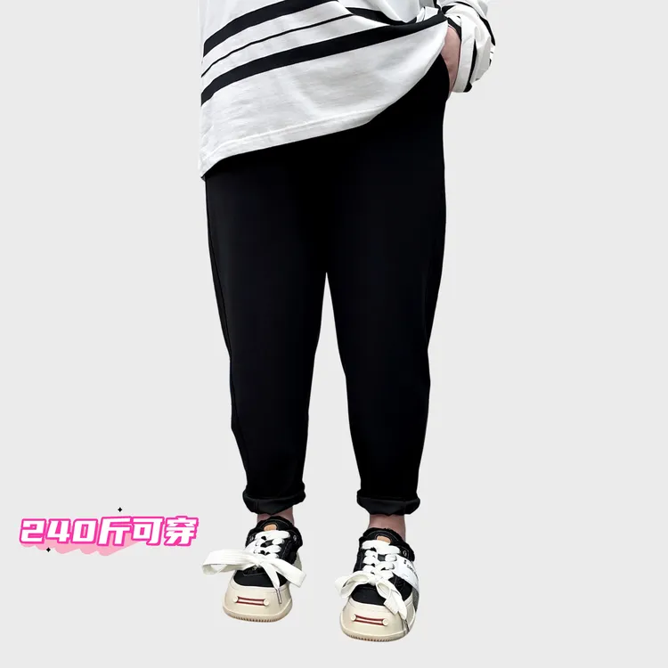 胖倩倩大码女装秋冬款时尚弹力休闲显瘦百搭宽松萝卜裤小黑裤
