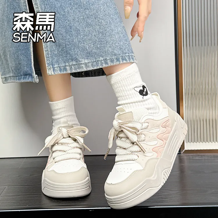 森马女鞋2025新款夏季透气青少年厚底休闲板鞋情侣款运动小白鞋男