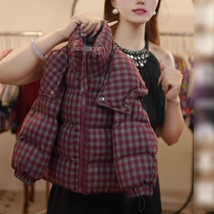 2025秋冬新款儿童棉服男童女童韩版休闲男宝女宝简约格子百搭外套