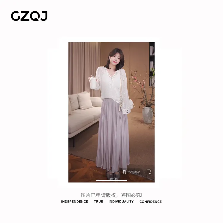 老琴私服 【渼波生长】欧若风时尚显瘦高腰A字裙中长款半身裙 35280