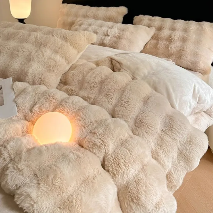 仿兔毛绒被套单件冬季牛奶绒被罩单人双面加绒珊瑚绒200x230被单4