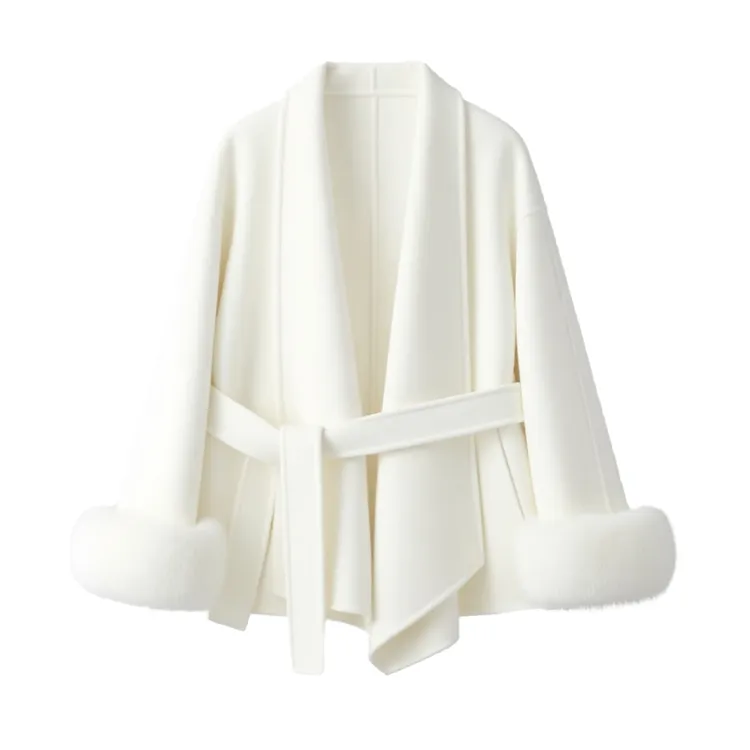 【摩登剪影】100%初剪澳洲绵羊毛大衣高贵轻奢芬兰进口狐狸毛可拆卸