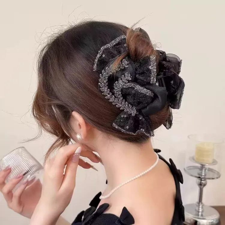 赫本风高级感抓夹轻奢百搭显气质发饰后脑勺鲨鱼夹慵懒盘发夹头饰