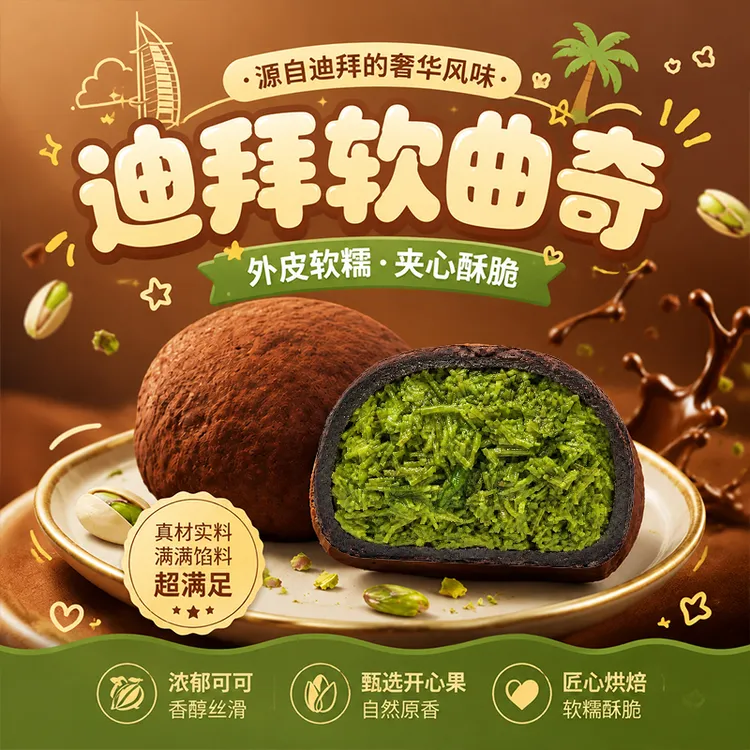 恋爱星球【老客专享】迪拜软曲奇巧克力纯可可软糯棉花糖开心果手工商品图