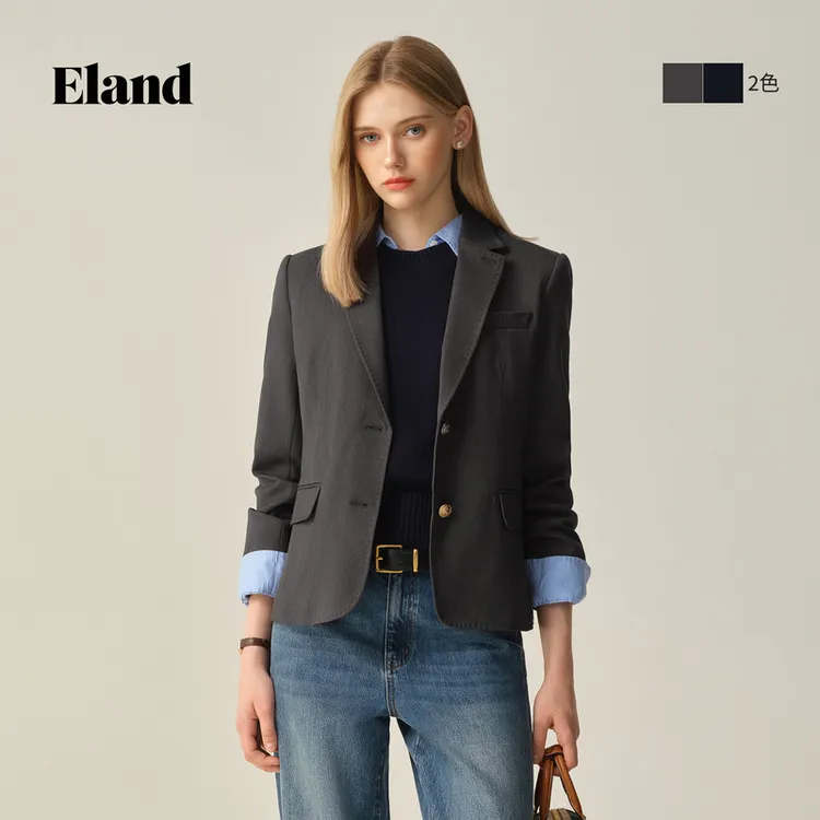 Eland衣恋西装女长袖翻领通勤商务外套EEJKF49M01