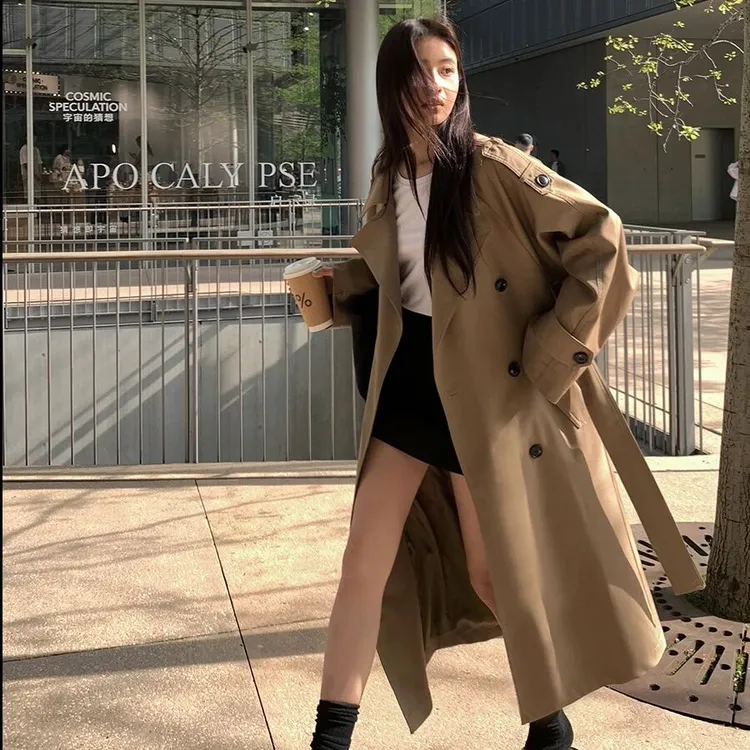 英伦风加长款韩系高个子风衣外套女2025春秋季新款大衣超好看休闲