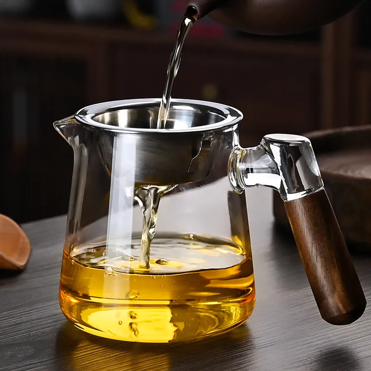 木把玻璃公道杯耐热加厚玻璃高端分茶器茶滤茶海茶漏茶杯茶具