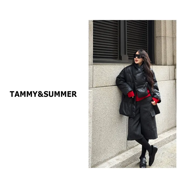 【Tammy&Summer】90白鸭绒时尚加厚宽松保暖围巾皮衣羽绒服565300