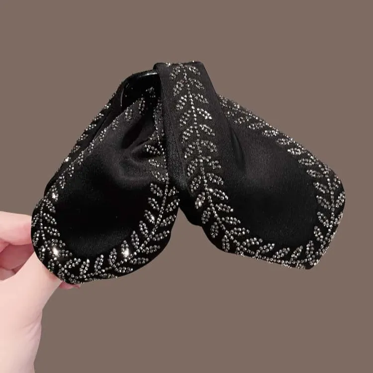 韩式麦穗抓夹小香风马尾夹气质碎钻蝴蝶结高级感发夹盘发发饰头饰