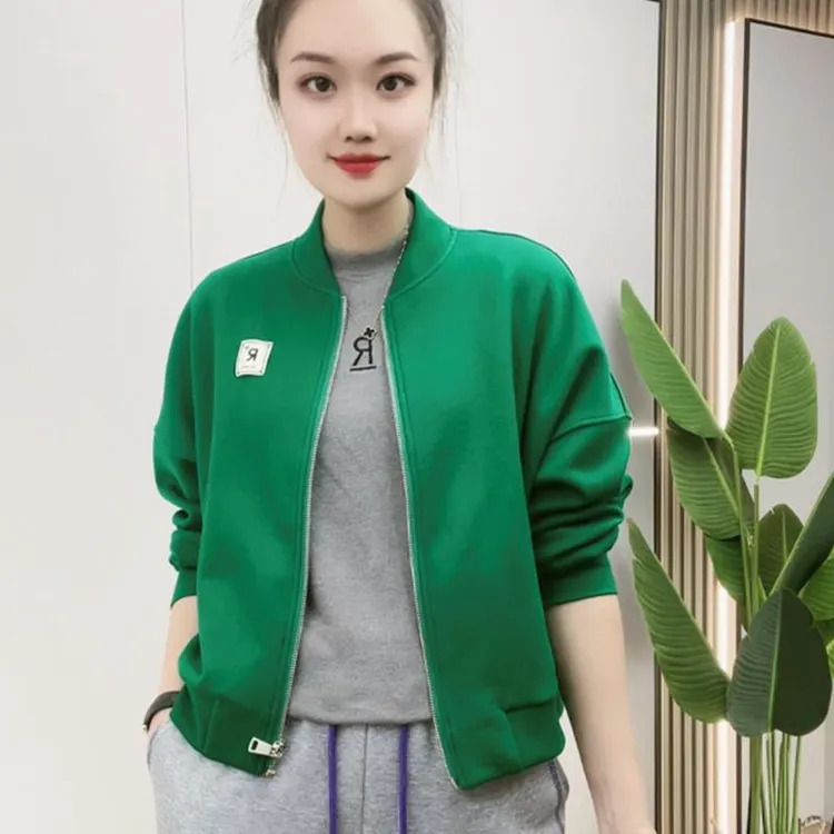 休闲外套女2025春季新款时尚宽松短款上衣简约百搭棒球服夹克衫潮