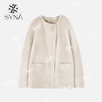 syna希娜 『舒怀』圆领廓形高密羊皮革皮毛一体外套