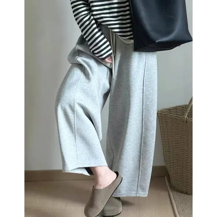韩版高腰垂感九分裤休闲裤卫裤女秋季2025新款宽松显瘦运动阔腿裤