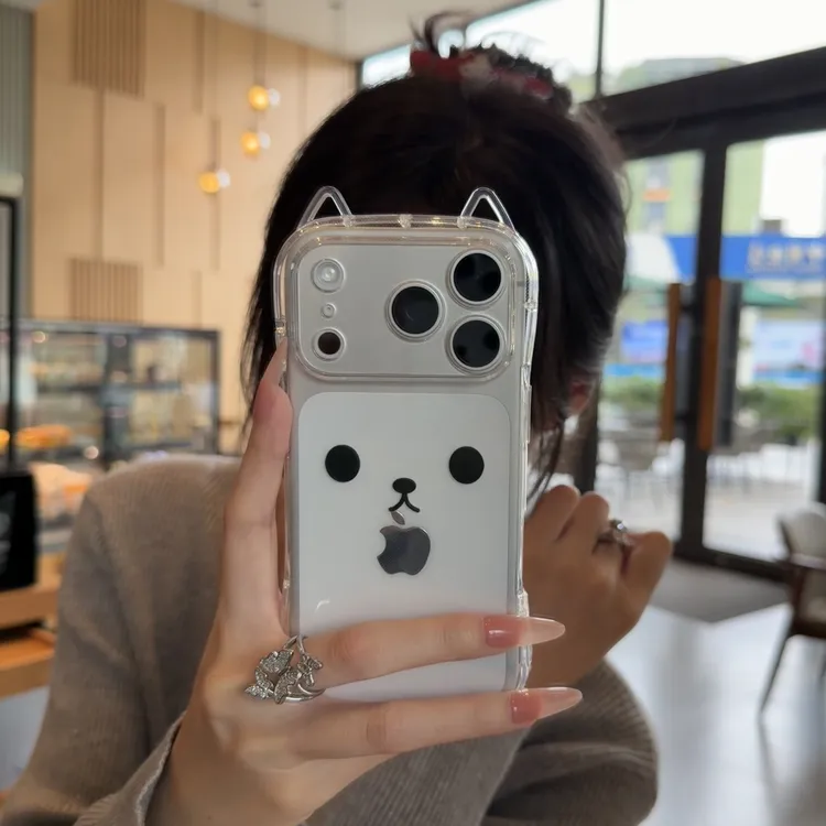 欧克里里呆萌表情适用iPhone16/17猫耳朵手机壳华为vivo小米oppo