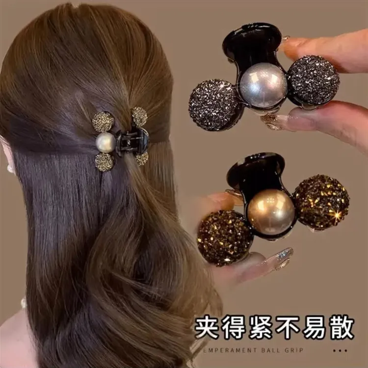 温柔披肩发抓夹轻奢精致珠珠闪锆气质夹子刘海小抓夹时尚百搭商品图