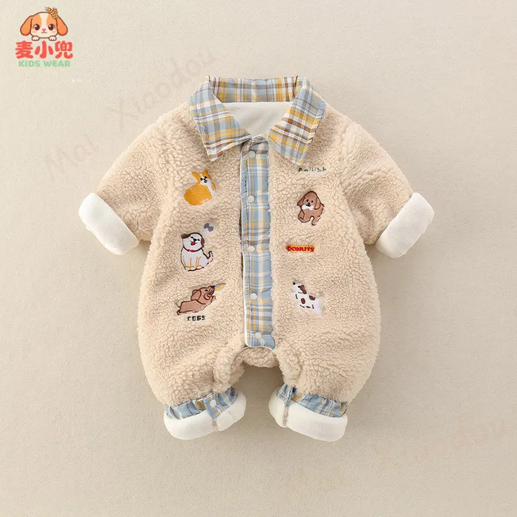 2025新款冬季婴儿连体衣可爱卡通保暖外出服男女宝宝冬装加厚爬服