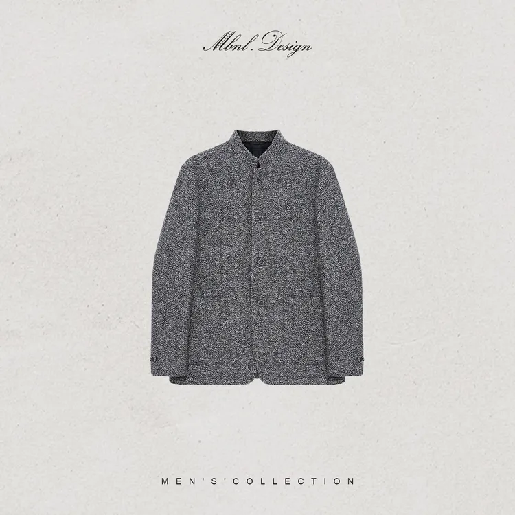 MBNL-F「中式韵味」秦磊男装90白鹅绒羊毛定织立领夹克LL-WYR7029