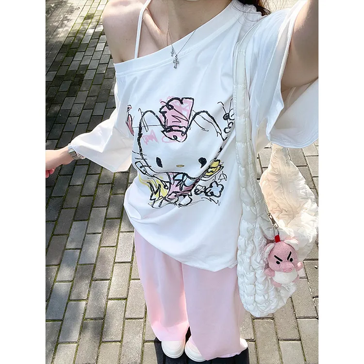 韩系可爱卡通大厨Kitty睡衣女夏季新款短袖长裤可外穿家居服套装