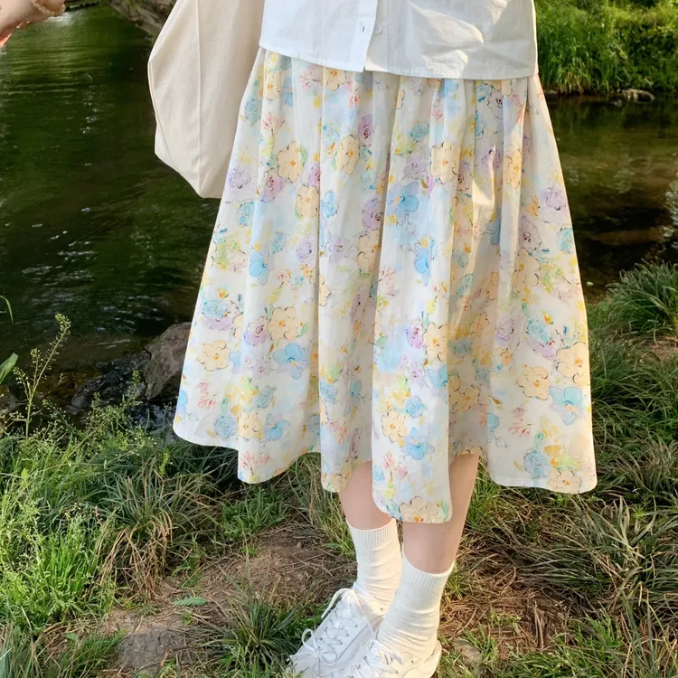 【运费险】春日花漾 花朵半身裙女高腰显瘦百搭A字裙夏季新款复古