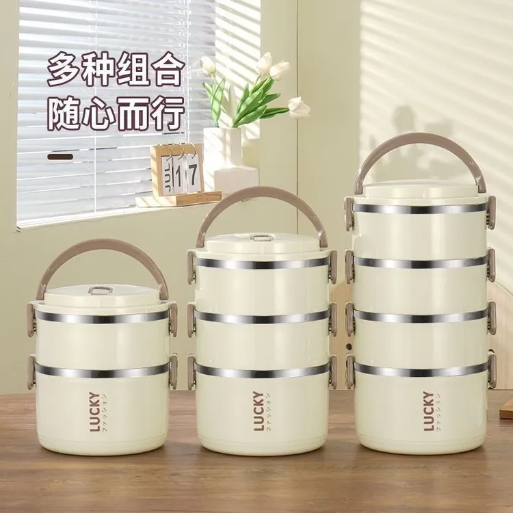 【新疆包邮】保温食品级大容量双层保温圆形饭盒带盖户外便携饭盒