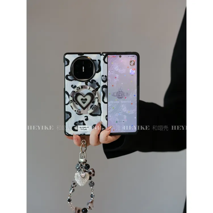 冷淡风灰色豹纹适用华为mateX6手机壳荣耀magicv5磁吸vivoxfold5