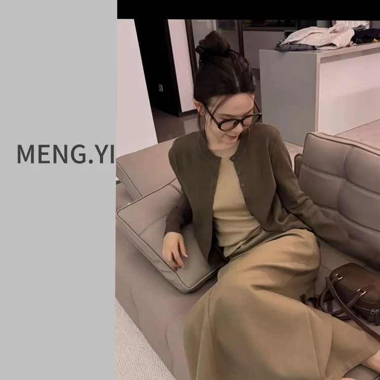 MENG.YI假两件套撞色毛衣5295