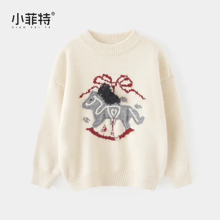 小菲特女童冬装加厚毛衣中大童保暖针织衫儿童休闲上衣MFYD57216