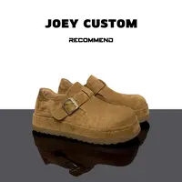 JOEY | 秋季新品爆款厚底勃肯鞋魔术贴一脚蹬绒面女鞋 6390