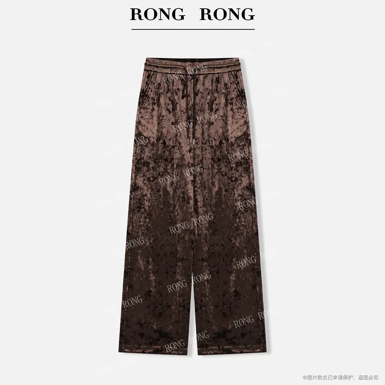 溶溶【醋酸丝绒裤】RONGRONG 醋酸混纺流光钻石肌理垂感丝绒裤K7273