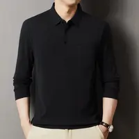 男士加绒加厚商务休闲百搭简约翻领纯色打底Polo衫/6964