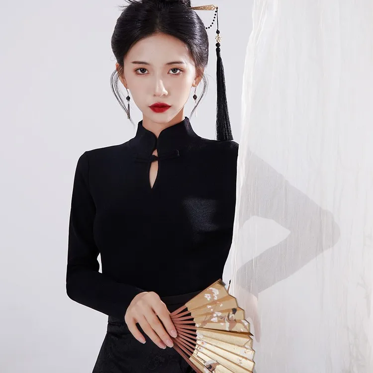 星河汉歌（秋不语）修身显瘦秋季黑色气质时尚百搭复古马面裙上衣
