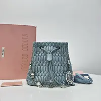 95新 MIU MIU/缪缪 思斯专属 MIUMIU蓝色单肩包 LM2870
