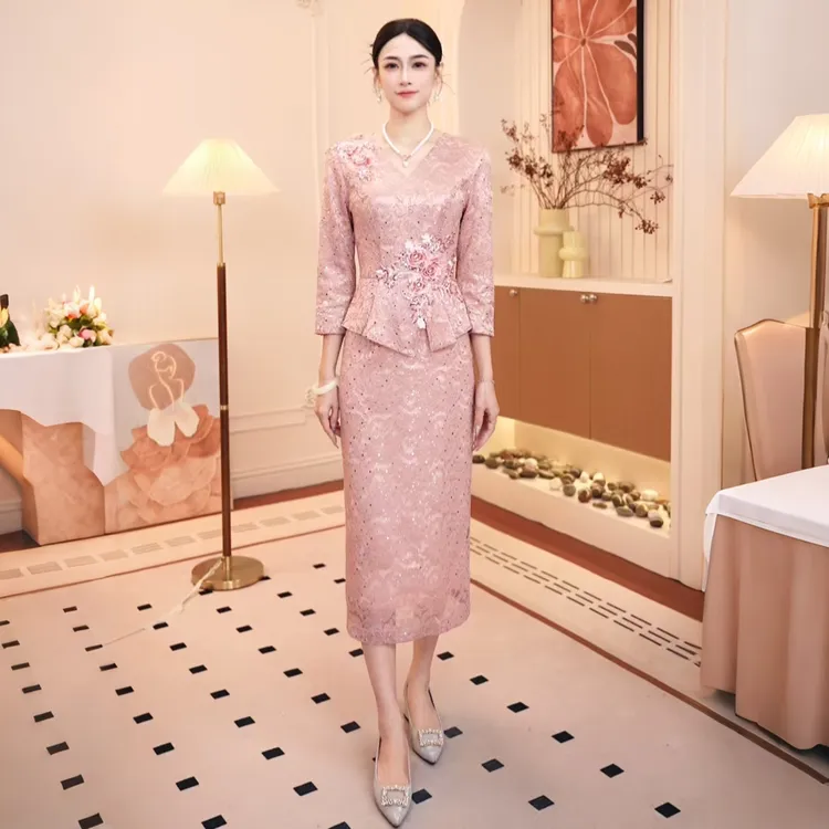 十一国庆办婚礼喜婆婆喜妈妈婚宴装礼服高贵遮肚子小个子平时可穿