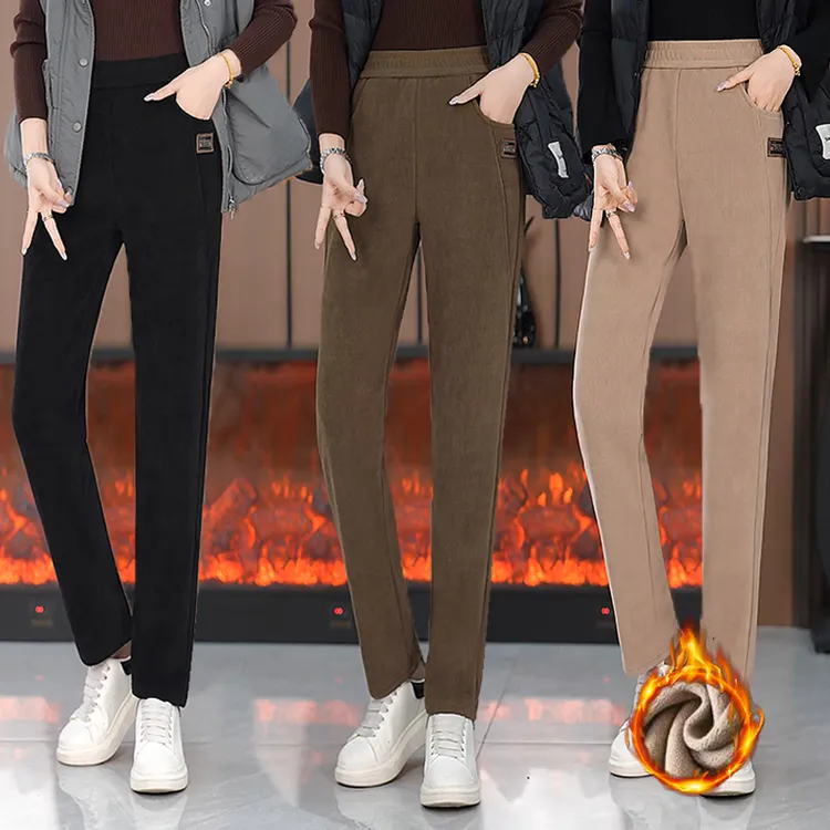 冬季加绒加厚显瘦高腰保暖宽松时尚百搭休闲哈伦裤春秋洋气外穿