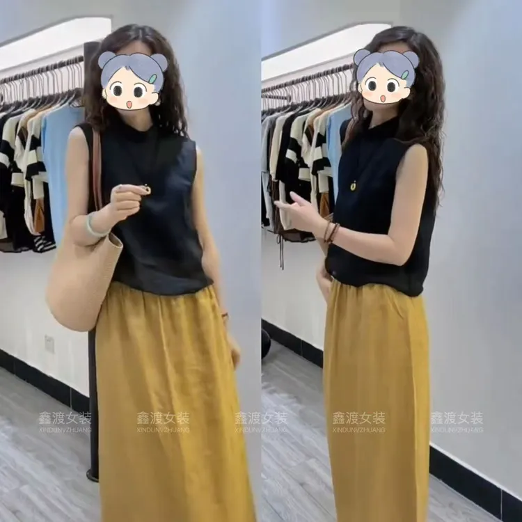 2025夏季新款时尚显瘦气质女士网红洋气两件套百搭款D5927