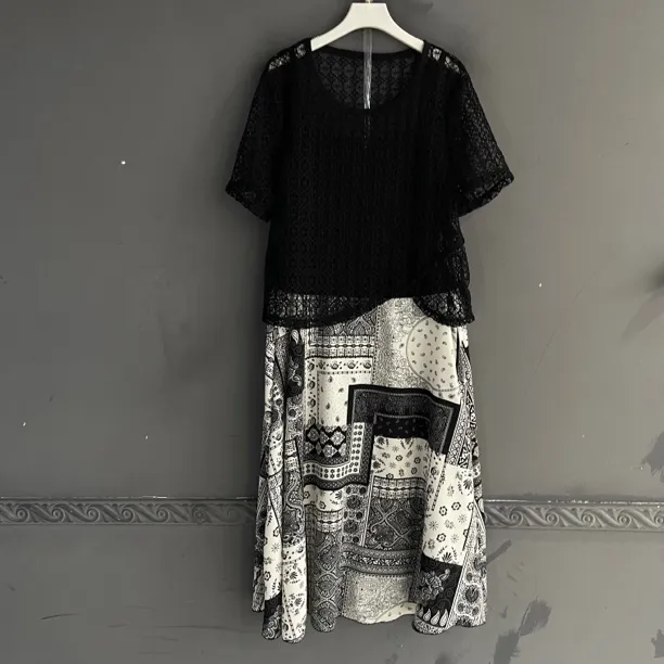 夏季新款防晒镂空短袖网衫搭配吊带连衣裙洋气显瘦女装