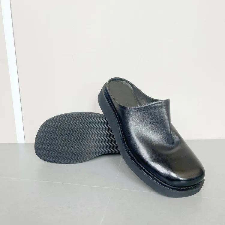 包头拖鞋真皮水洗马皮方头半拖厚底勃肯鞋舒适透气户外休闲一脚蹬