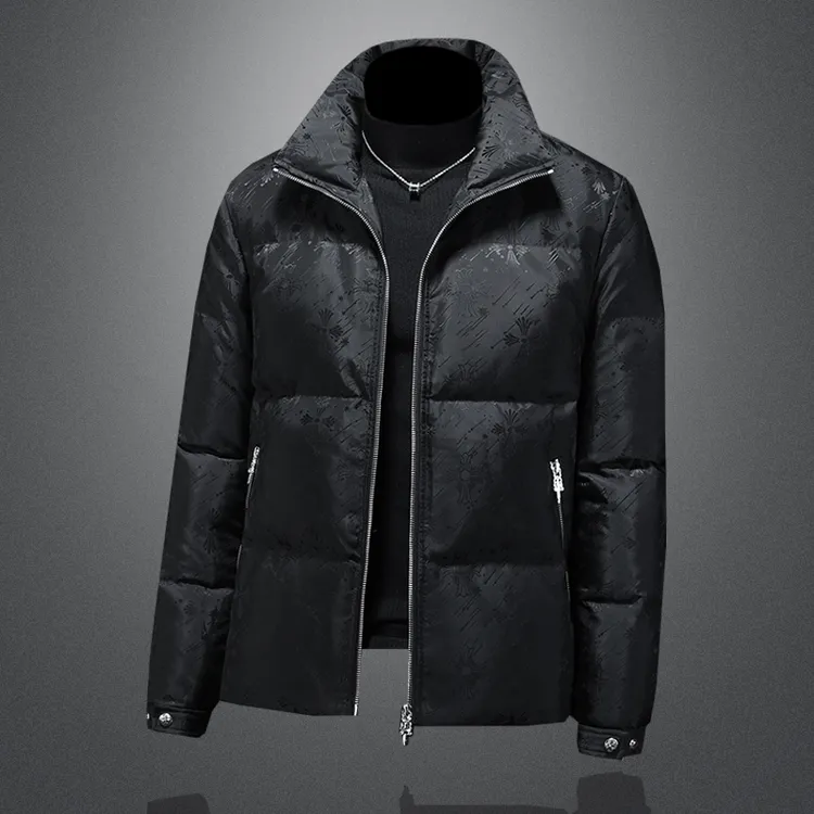 蒂斯派尔款冬季立领加厚白鸭绒男士暗花时尚潮流休闲防寒服高端款