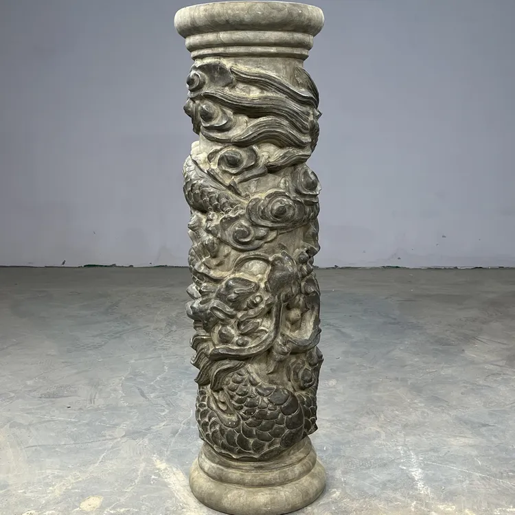 青石材质龙柱一对高度一米