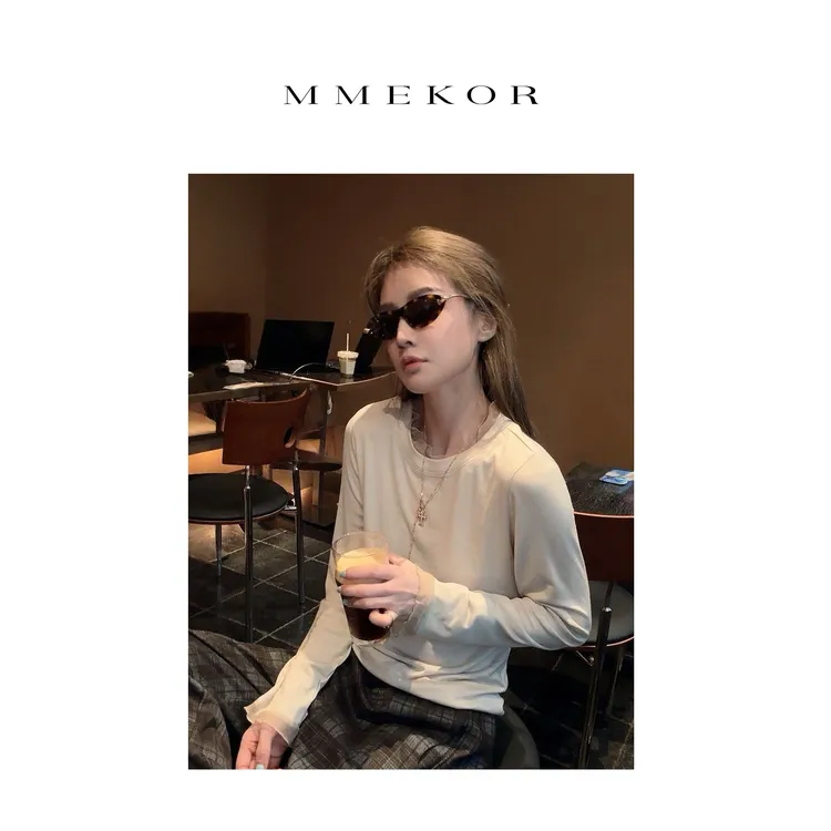 MMEKOR“古董少女”T恤 2025新款秋款千金玛德琳法式长袖 30869