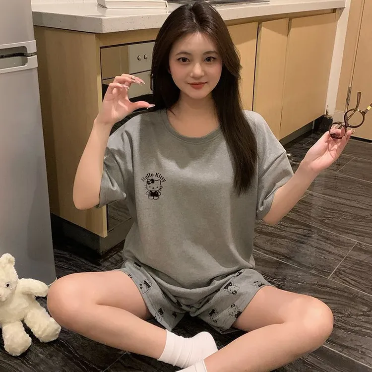 高档居家棉质镂空凉爽洋气性感薄款睡衣夏天青少年胖连体新款夏款