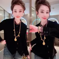 欧货高端拼沙丝绒衬衫女2025秋时尚气质显瘦不规则上衣外穿打底衫