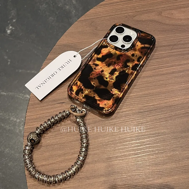 气质羽纱棕色豹纹17pro防摔适用苹果16手机壳iphone15/14promax13